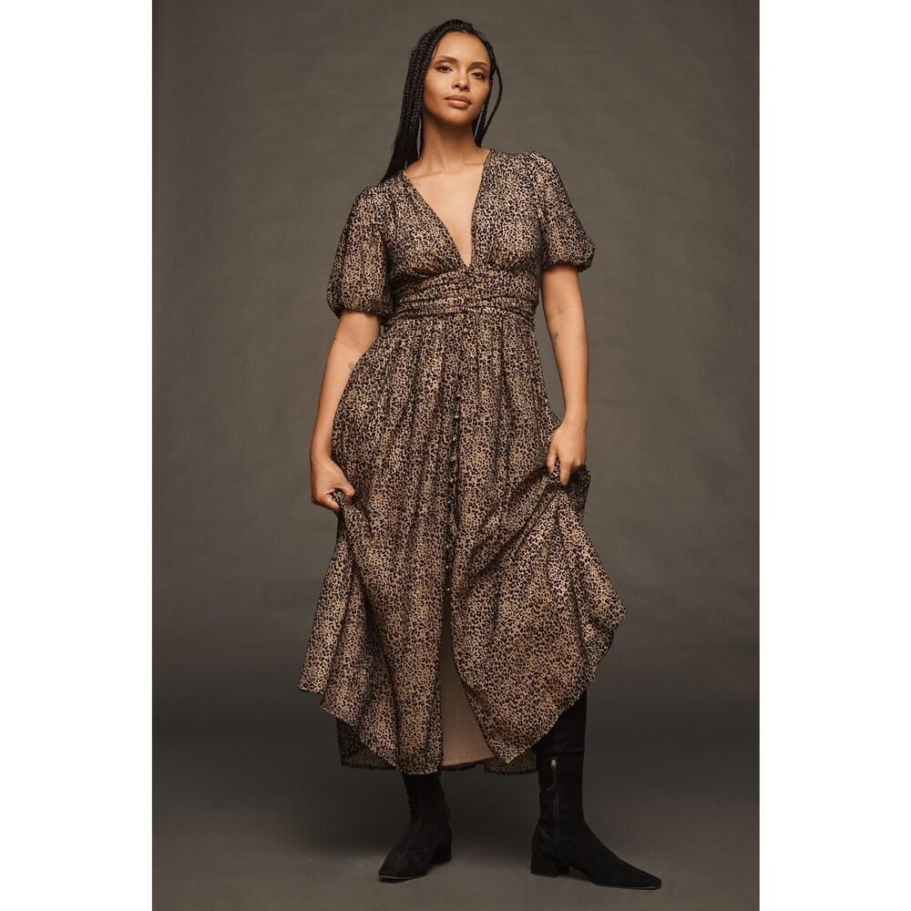Anthropologie The Katerina Button-Front Dress: Velvet Edition Size 10 Petite
